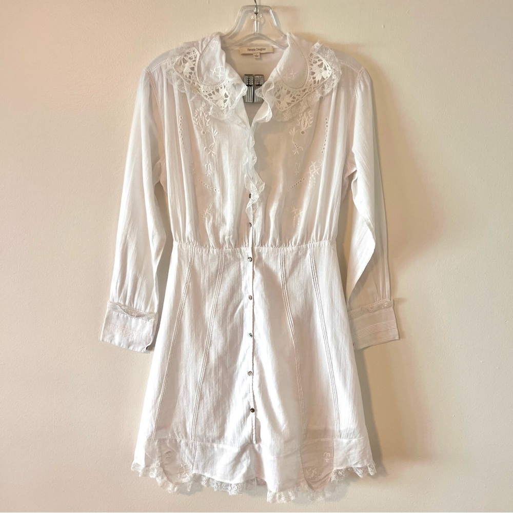 Favorite Daughter White‎ Lace Trim cotton dress S
